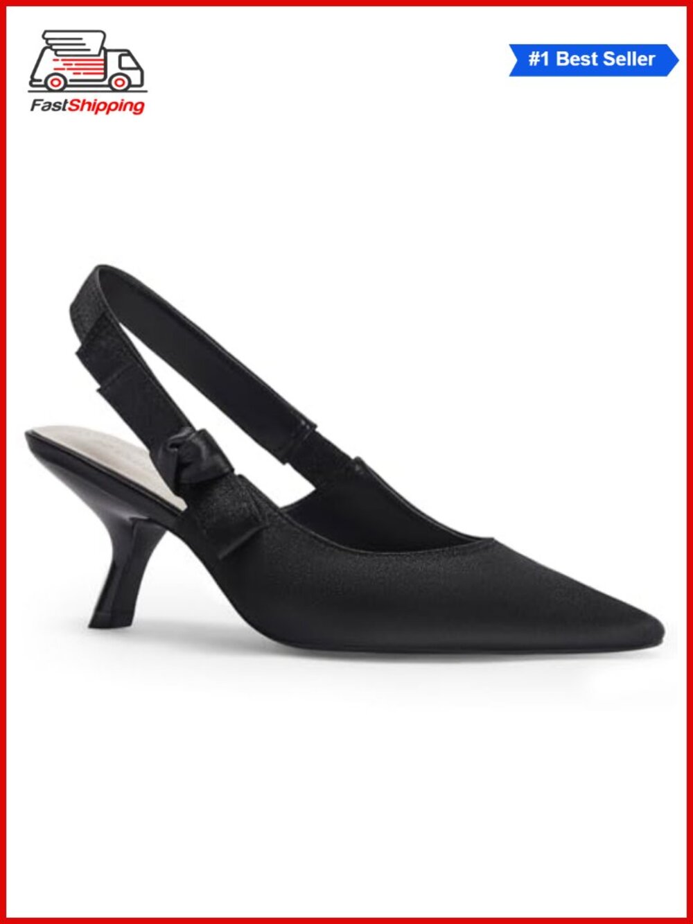 ✨ Women's Slingback Kitten Heels Closed Pointed Toe Bowknot Knitted Slip On